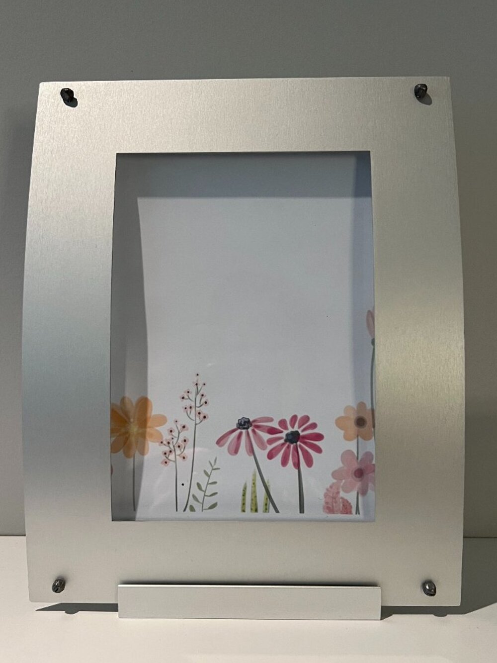 InFORM | Vintage Aluminum Picture Frame MCM Modernist Tabletop Easel